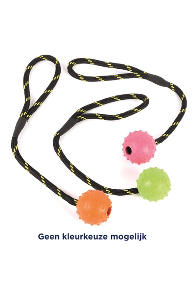 Happy Pet Tough Toys Bal Studded Aan Touw Rubber