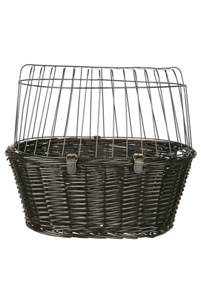 Trixie Wilgen Fietsmand Voorop Zwart Met Kussen En Kap