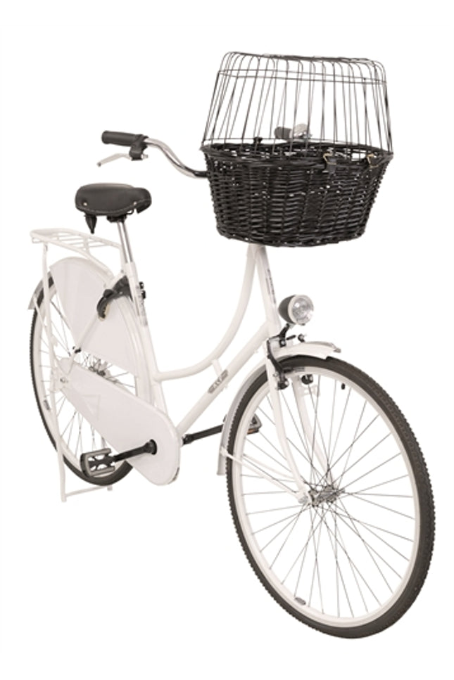 Trixie Wilgen Fietsmand Voorop Zwart Met Kussen En Kap