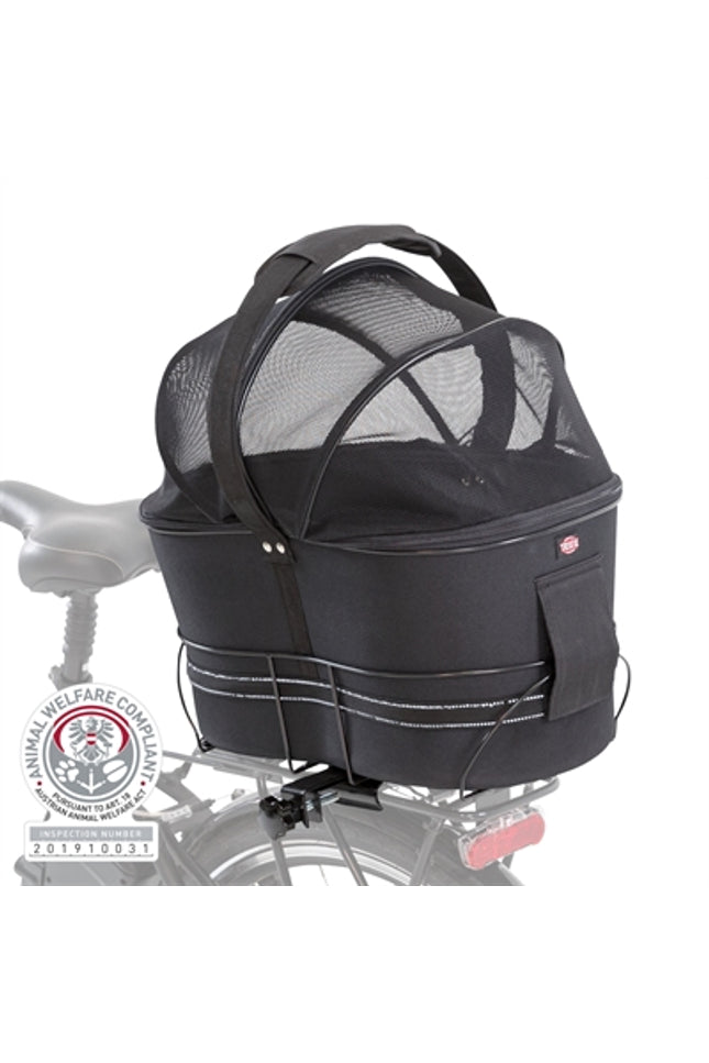 Trixie Fietsmand Achterop Zwart Met Kussen En Kap