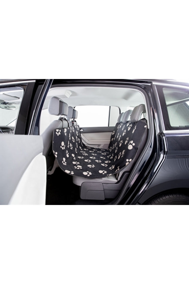 Trixie Autodeken Pootprint Nylon / Fleece Zwart / Beige