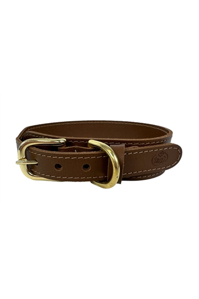 Sazzz Halsband Hond Pioneer Classic Leer Zadel Bruin