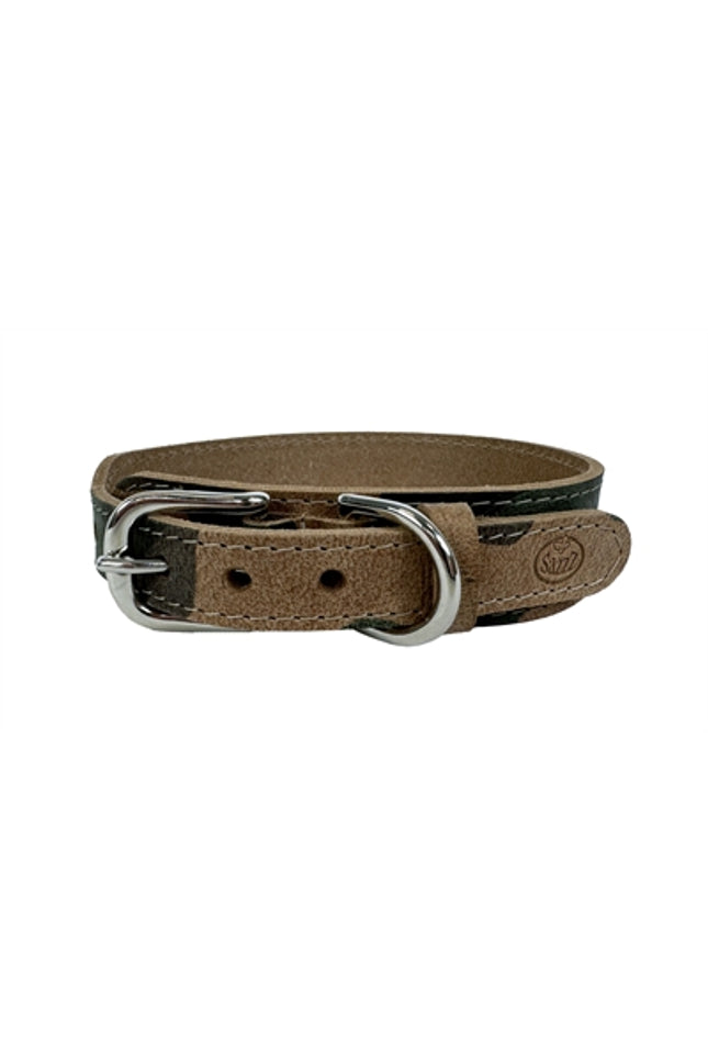 Sazzz Halsband Hond Boho Vintage Leer Camouflage
