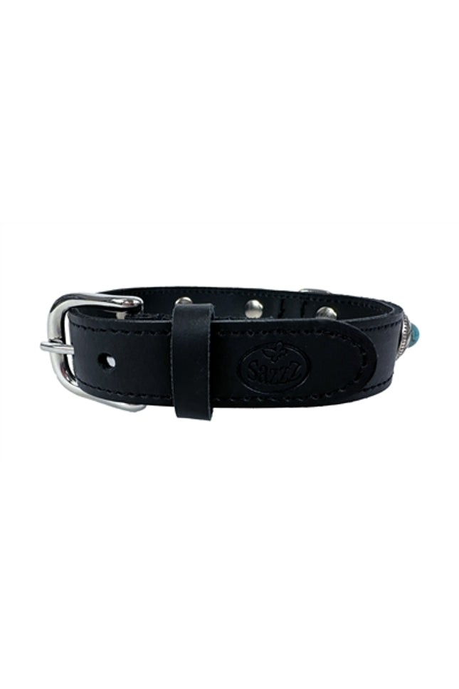 Sazzz Halsband Hond Adventure Stone Classic Leer Zwart