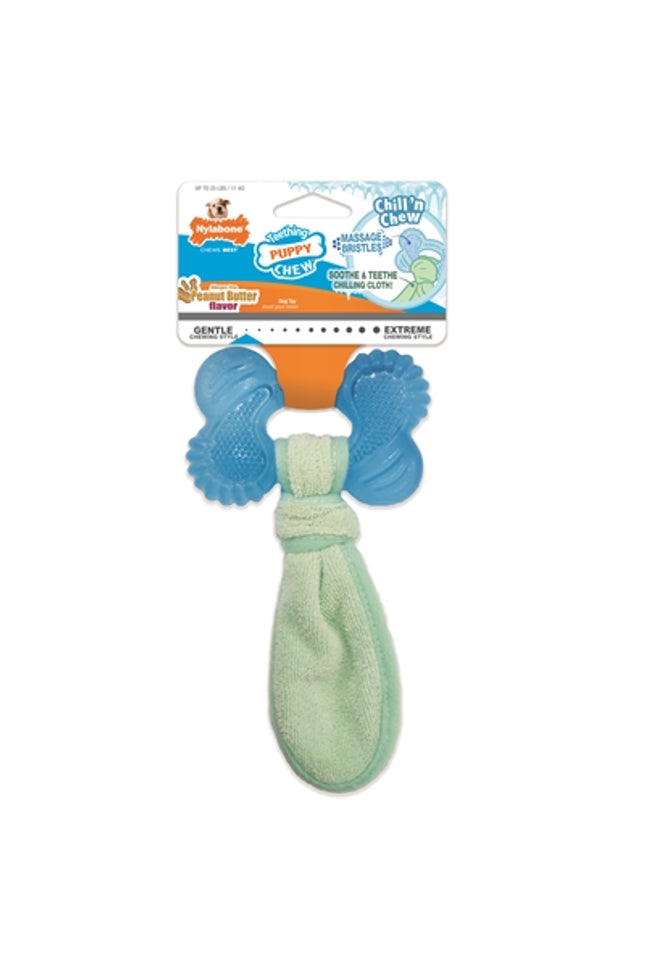 Nylabone Puppy Freezer Bone With Wash Cloth Pindakaassmaak
