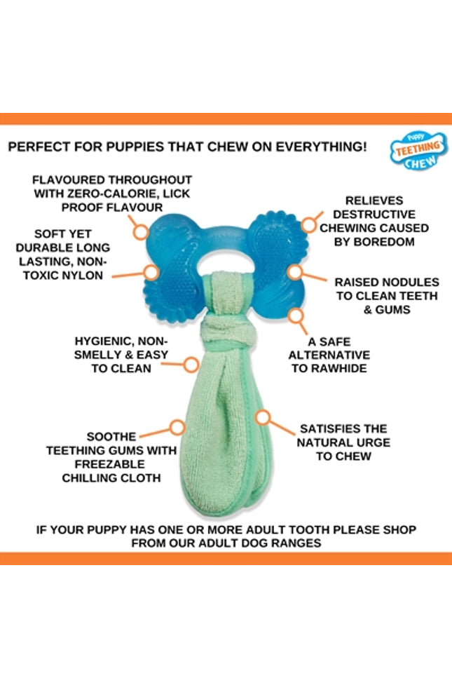 Nylabone Puppy Freezer Bone With Wash Cloth Pindakaassmaak