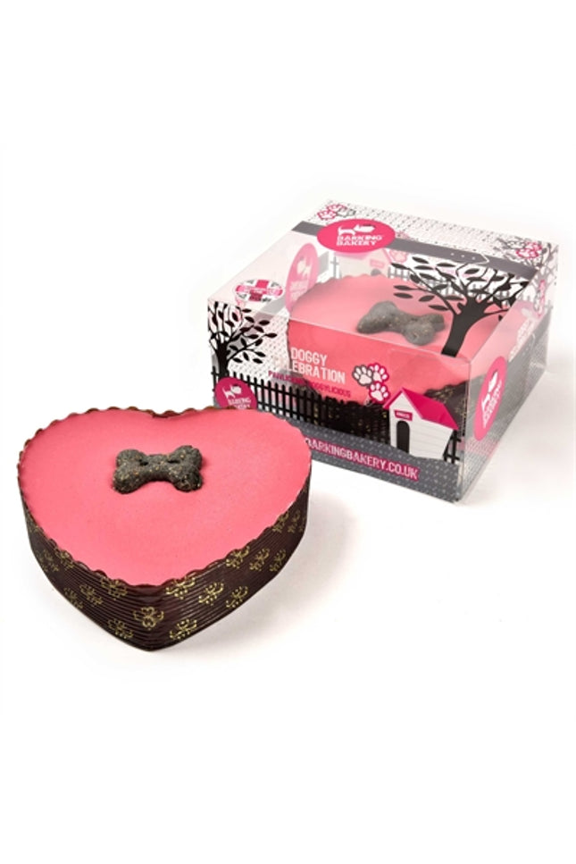 The Barking Bakery Yoghurt Topped Pawty Cake Roze Hart Met Kaars