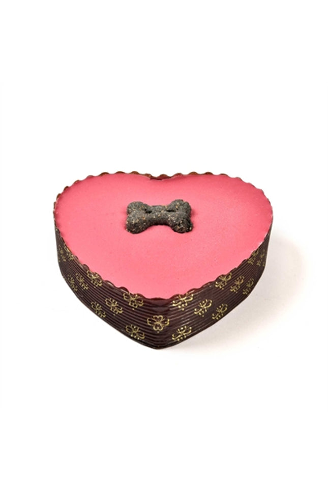 The Barking Bakery Yoghurt Topped Pawty Cake Roze Hart Met Kaars