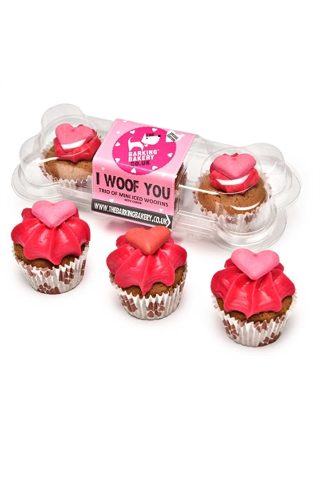 The Barking Bakery I Woof You Valentine Mini Iced Woofins Trio Assorti