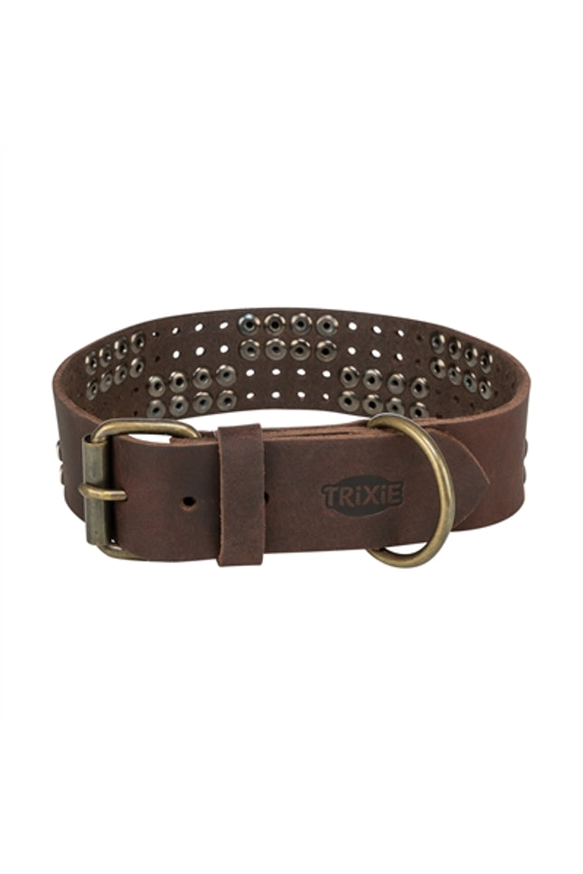 Trixie Halsband Hond Rivet Rustic Vetleer Donkerbruin