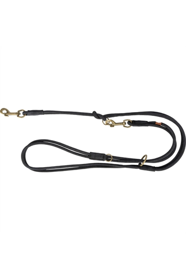 Trixie Hondenriem Pure Verstelbaar Rond Gestikt Leer Zwart