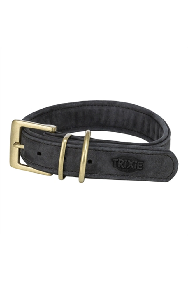 Trixie Halsband Hond Pure Leer Zwart