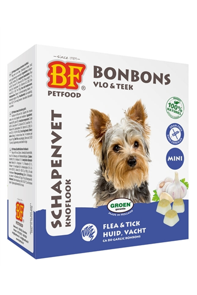 Bf Petfood Schapenvet Mini Bonbons Knoflook